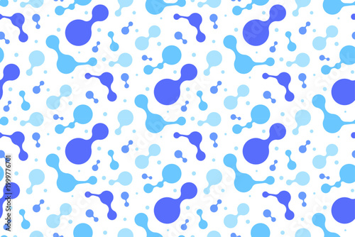 Seamless Blue Abstract Molecule Blob Pattern with Modern Liquid Shapes Background