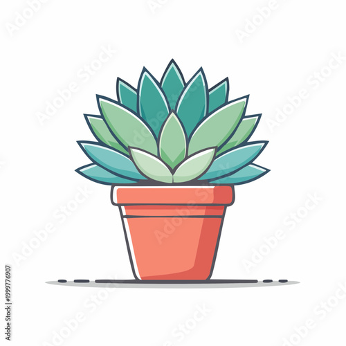 Stylized Illustration of a Potted Succulent Plant