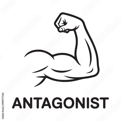 Arm muscle silhouette with clenched fist black and white