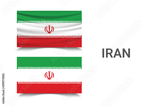 Realistic Wavy and Flat Style Islamic Republic of Iran National Flag Illustration