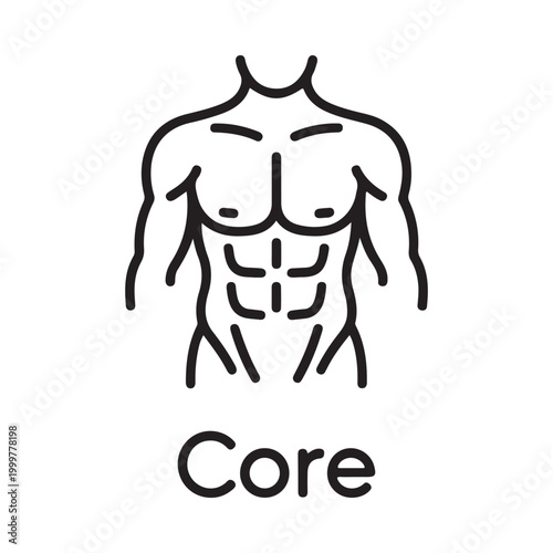 muscular torso silhouette icon black and white
