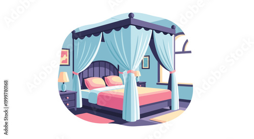 A cozy bedroom with a four-poster bed.