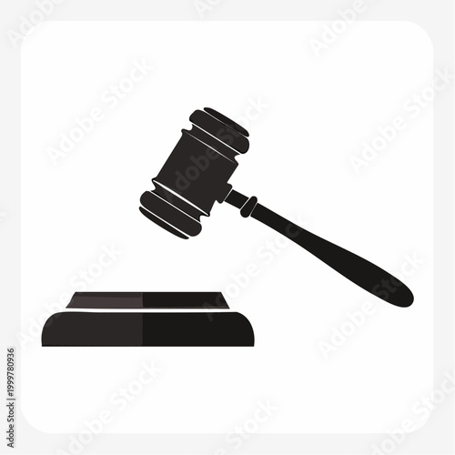 Black silhouette of a gavel and sounding block