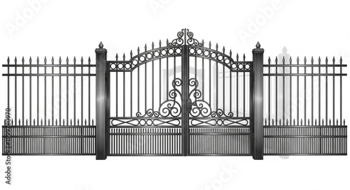 Elegant Ornate Iron Gate with Decorative Elements.