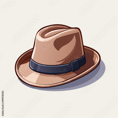 Brown Fedora Hat Illustration