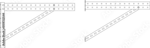 Photos Minimalist architectural vector set of steel cantilever wall brackets, featuring technical side elevation support designs