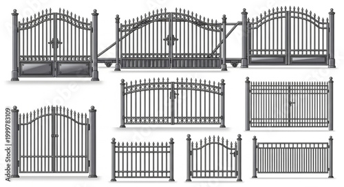 Collection of Various Ornamental Metal Gates and Fences.