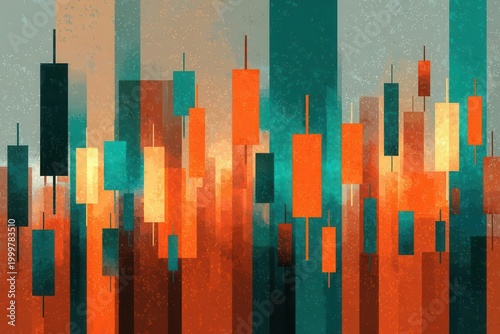 Abstract Candlestick Chart Financial Trading Concept Art