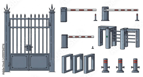 Collection of Metal Gate and Security Fence Components.