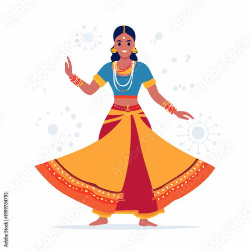 Indian Woman Dancing in Traditional Attire