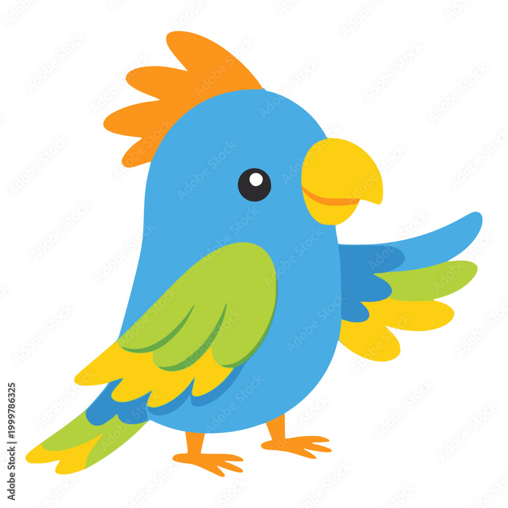 Fototapeta premium cartoon cute colorful bird wild animal flat color vector illustration template design