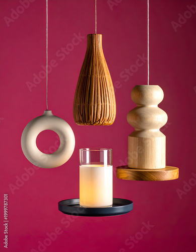 Modern hanging home decor objects.