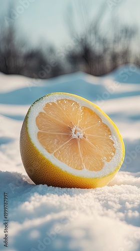 pomelo isolated on winter background