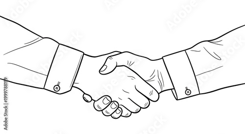 Two People Shake Hands in Illustration Symbolizing Agreement and Trust.