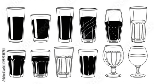 Collection of Various Glasses and Beverage Containers.