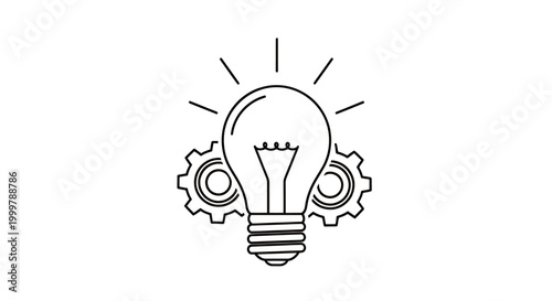 Illustration of a light bulb with gears representing innovation and ideas in a creative concept.