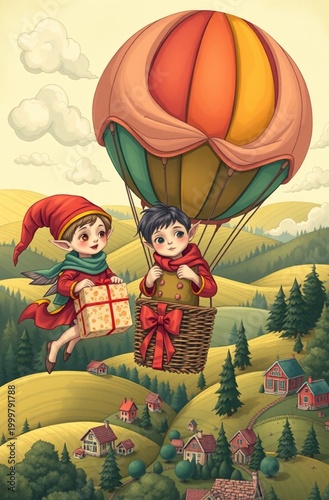 hot air balloon in forest