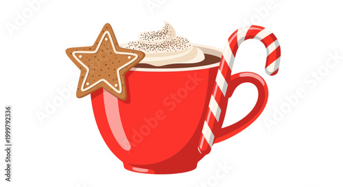 Red Mug with Whipped Cream Topping.