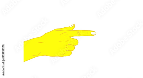 Yellow hand pointing finger gesture.