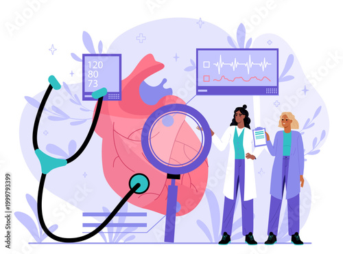 Heart health check concept. Vector illustration