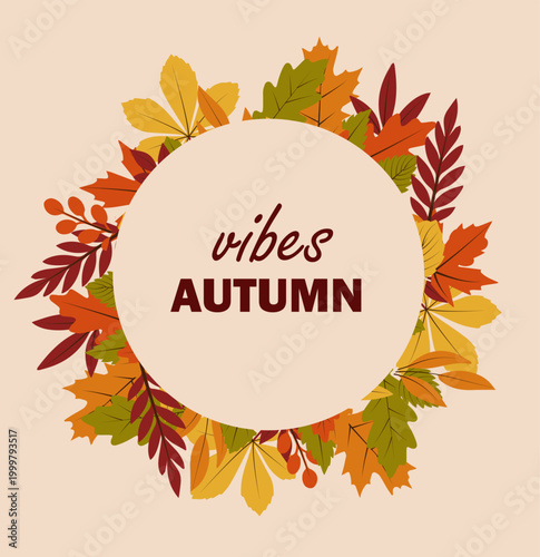 Autumn vibes wreath. Vector illustration