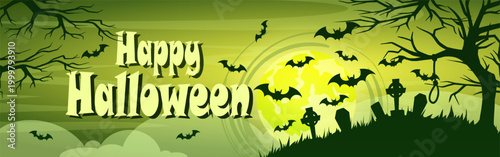 Halloween Night Scene. Vector illustration