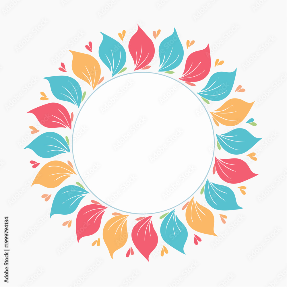 Fototapeta premium Colorful Floral Wreath with Copy Space