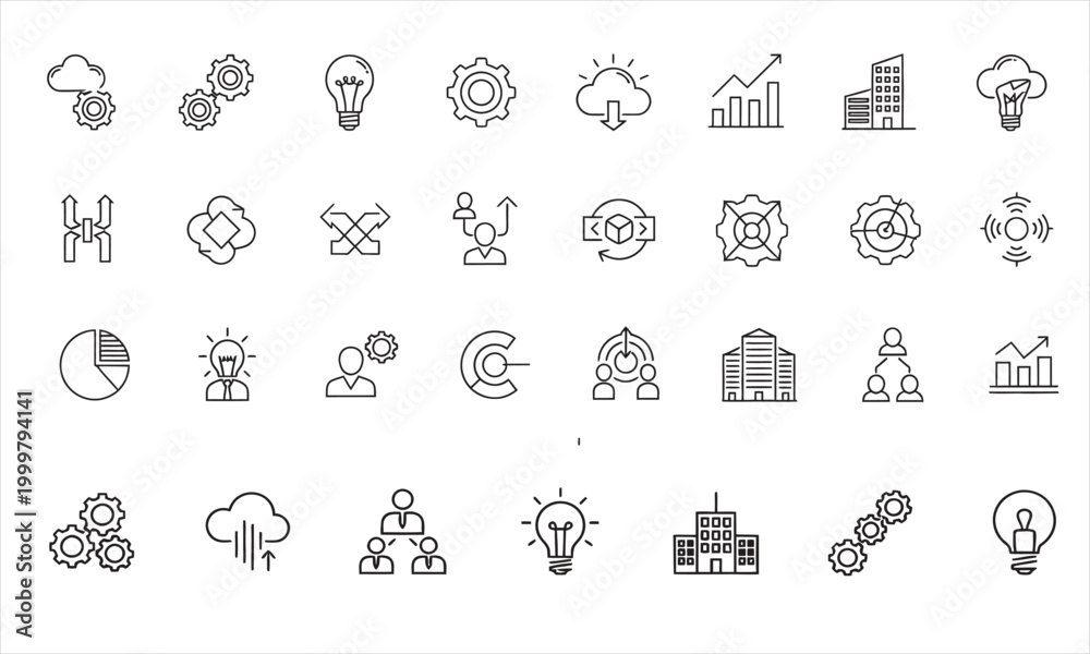 Fototapeta premium Collection of hand drawn icons diverse sketches depicting various objects and scenes