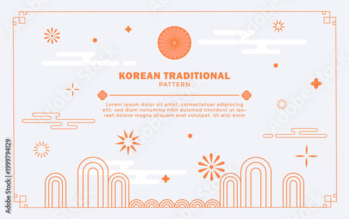 Korean traditional pattern frame. Vector illustration