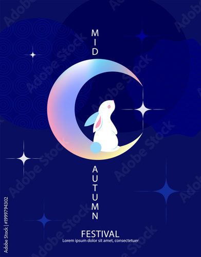 Moon Rabbit Festival Poster. Vector illustration