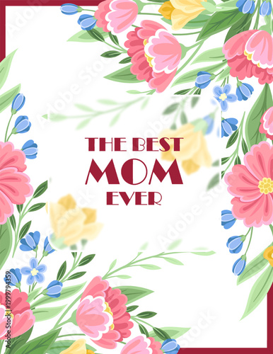Floral Mother s Day greeting card. Vector illustration