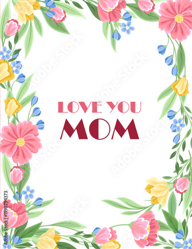 Floral Mother's Day frame. Vector illustration