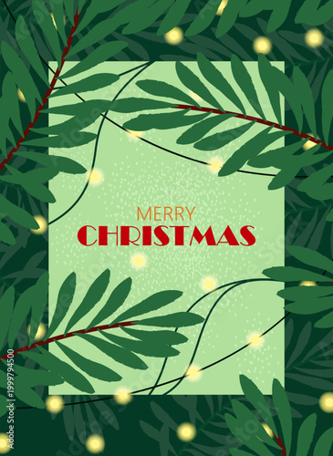 Christmas greeting foliage. Vector illustration