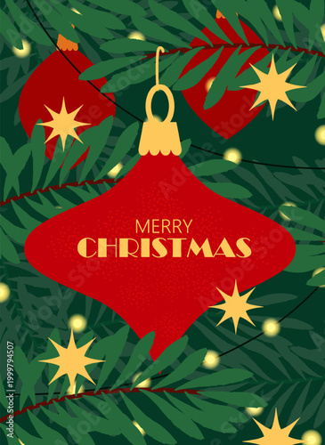 Christmas ornament greeting. Vector illustration