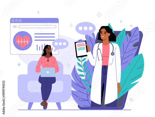 Online medical consultation. Vector illustration