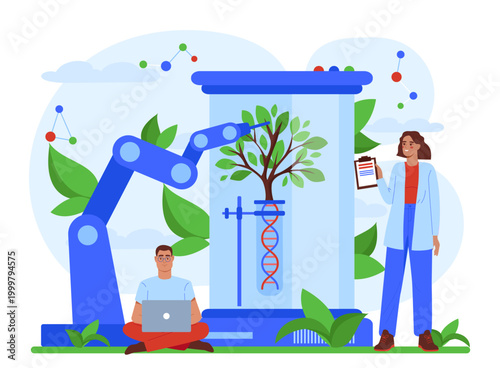 Biotech tree analysis. Vector illustration