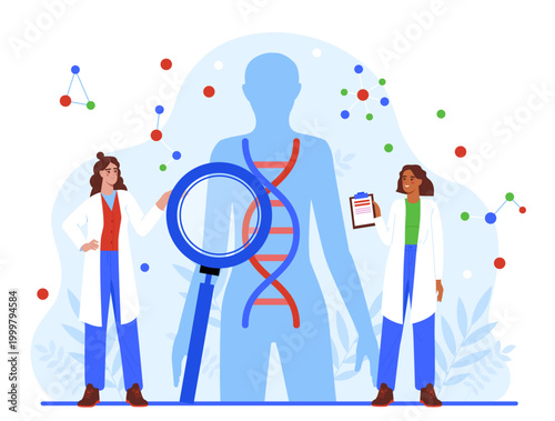 Genetic Research Analysis. Vector illustration