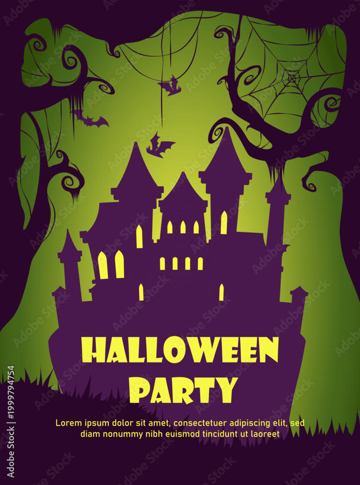Naklejka premium Haunted castle party. Vector illustration
