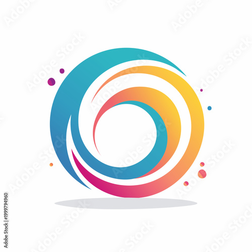 Abstract swirling colorful gradient circle logo design with dots