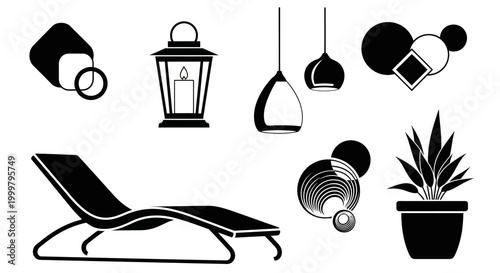 Modern furniture and home decor items.