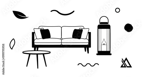 Cuadro en lienzo Modern minimalist sofa and coffee table.