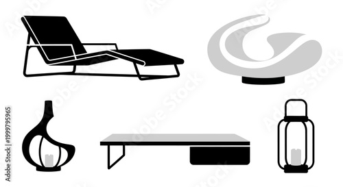 Modern outdoor furniture and decor.