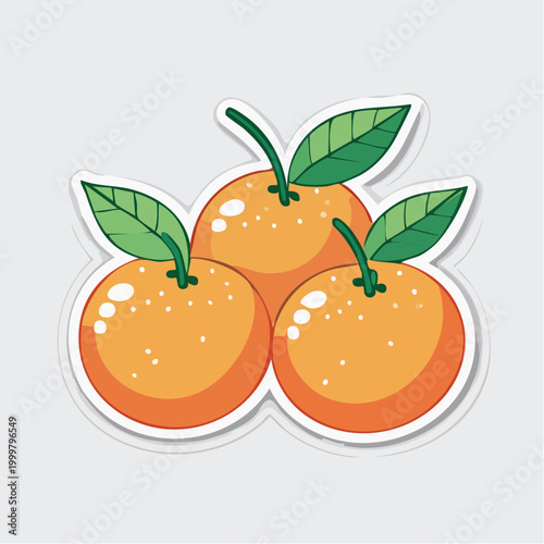 Three cartoon oranges with green leaves
