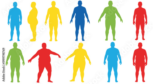 Colorful human silhouettes standing together.