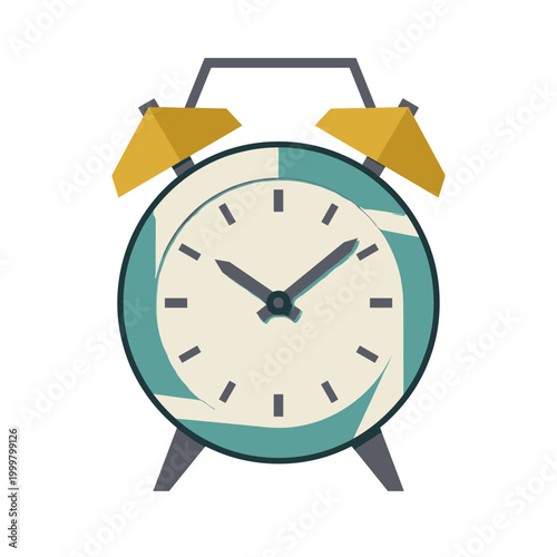 Geometric alarm clock with striking mechanism and hands