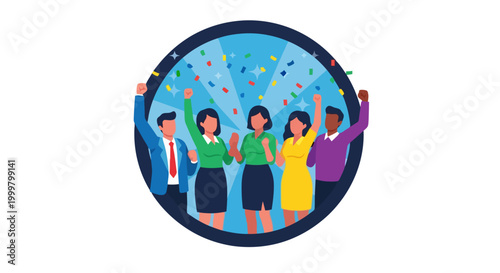 Diverse people celebrating together outdoors.