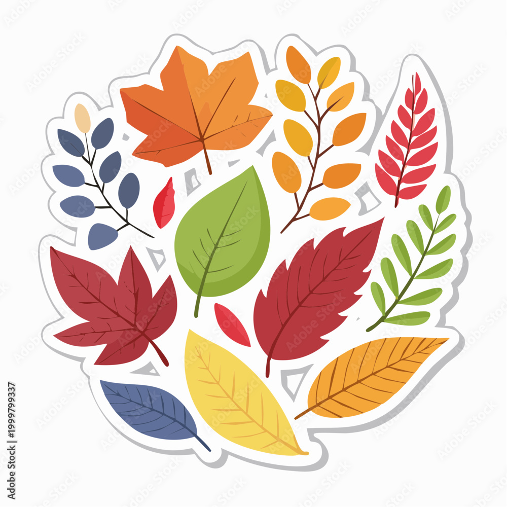 Obraz premium Autumn Leaves Collection Sticker Pack