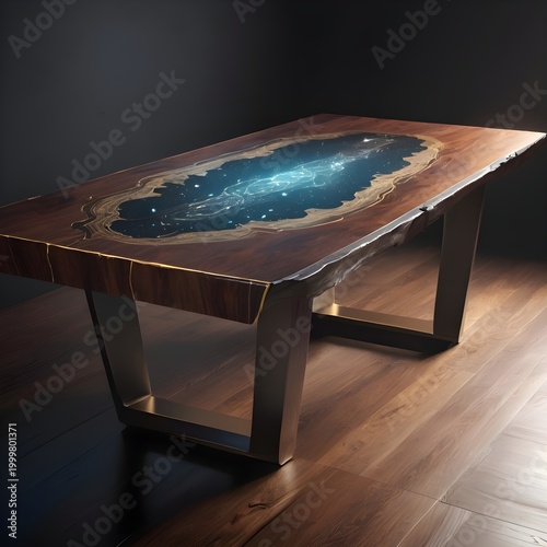 Luxurious Interior with Ornate Blue and Gold Table