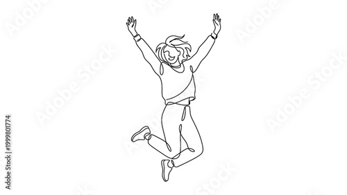 A person jumping in the air with arms raised.