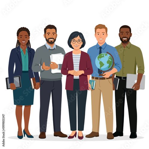Group of educators standing together as a professional team